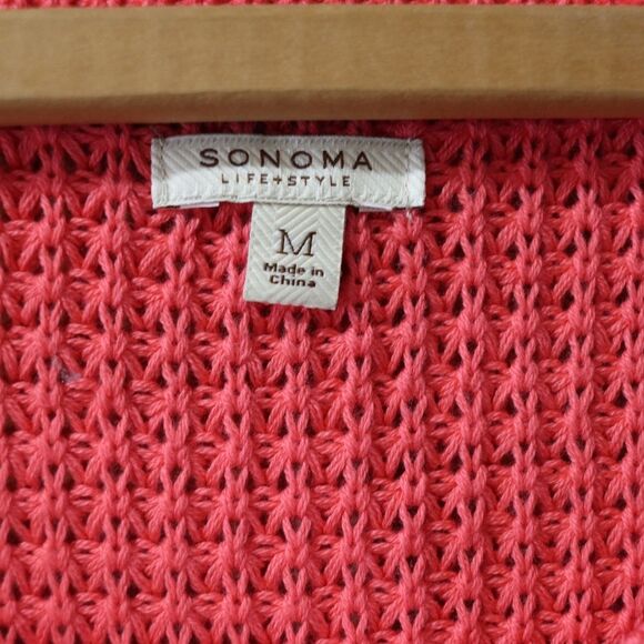 Sonoma Coral Pink Chunky Knit Pullover Sweater Medium - Picture 9 of 10